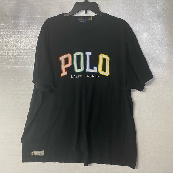 Polo Ralph Lauren Other - Polo Shirt Men XXL Black Colorful Spell Out Crew Neck Cotton Tshirt Short Sleeve